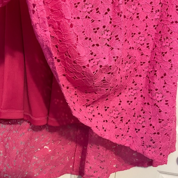 Betsey Johnson Floral Lace Dress Fit & Flare Cutout Back Short Sleeve Pink 6 NWT - Picture 8 of 10